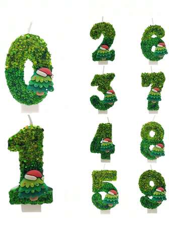 Christmas Tree Crystal Number 0-9 Christmas Birthday Party Cake Decorative Candles