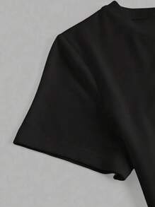 Camiseta de manga corta con gráfico de coche de carreras de cuello redondo para mujeres, ropa de verano - Negro - Ver 4