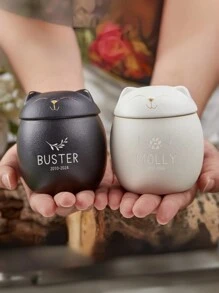 Custom Pet Paw Urn Cat With Name And Date,Modern Pet Ashes Cremation Urn,Personalized Pet Urns For Dogs Cats,Pet Memorial Art,Pet Loss Gifts - White - View 2