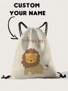 1pc Customized Name Pattern Drawstring Backpack, Can Be Customized According To Your Unique Design, Perfect For Boys, Girls, Teens, Print Your Own Name Or Print Sister's And Classmate's Name, Personalized School Bag, Back To School - Multicolor - View 8