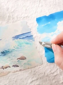 4 rouleaux/boîte Ensemble de rubans en PET imperméables de style de peinture à l'huile pastorale décontractée, avec différents motifs de paysages pastoraux imprimés en grand format. Utilisés pour la confection de matériaux de décoration de cahier, de paysage et de cadeaux pour les amis à la rentrée scolaire - Multicolore - Voir 8