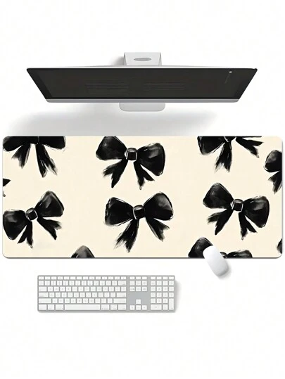 1pc Black Bow Pattern Extended Mouse Pad With Non-Slip Rubber, Computer HD Keyboard Pad For Gaming, Office, And Home Use, Desk Mats Natural Rubber Anti-Slip Office Mouse Pad Back To School Gaming Mouse Pad Desk Accessories Office Supplies Office Desk Accessories Mousepad Mouse Pad For Desk