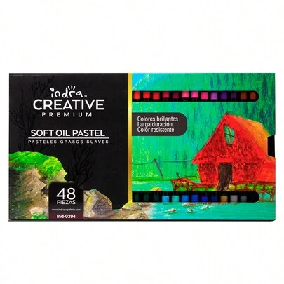 Set Profesional de Gises Pasteles de Aceite Suaves para Artistas Creative Premium 48 pzas Colores Vibrantes Alta Calidad Ideal para Dibujos y Pinturas en Papel Lienzo y Más, Tizas De Colores Pigmento Polvo De Color Juego De Pintura Profesional Tizas Para Principiantes Pincel De Pintura Suministros De Pizarra Herramientas De Arte IND-0394