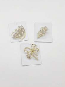2 Pecas Broche De Strass De Dourado.Modelos Aleatorio - Dourado - Visão 3