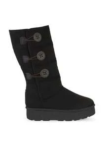 Women's Casual Winter Ankle Boots Platform Fit Buttons Fashion