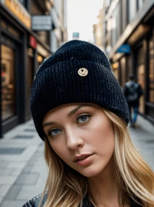 1pc Winter Women's Beanie Metal Tag Fashion Female Stretch Wool Knitted Hat Thick Warm Ear Protection Hood Cold Hats For Woman ,Soft Slouchy Warm Snug Snow Ski Running Unisex Adult Knit Hat