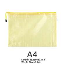 5pcs Zipper A4 Clear Grid PVC Plastic Document Bag, Student Test Paper File Folder, Office Supplies