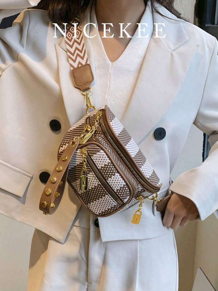 Classic Chest Bag Multi-Layer Plaid Crossbody Bag Simple And Stylish Versatile Shoulder Bag Suitable For Work Commuting Daily Out Shopping