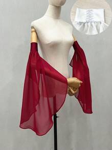 1 件白色雪纺泡泡袖，带抽绳，及踝长度新娘配饰袖口秋季配饰 - 彩色 - 查看 9