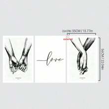 3pcs Letter & Hand Print Unframed Painting - Multicolor - View 17