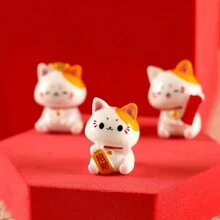 6 món đồ trang trí Maneki-Neko (Mèo may mắn), Đồ trang trí phong cảnh thu nhỏ, Đồ trang trí mèo may mắn bằng nhựa đáng yêu, Quà tặng trang trí nhà cửa cho phòng khách, văn phòng, ngày lễ tình nhân, đồ trang trí tiệc năm mới - Nhiều màu - Xem 3