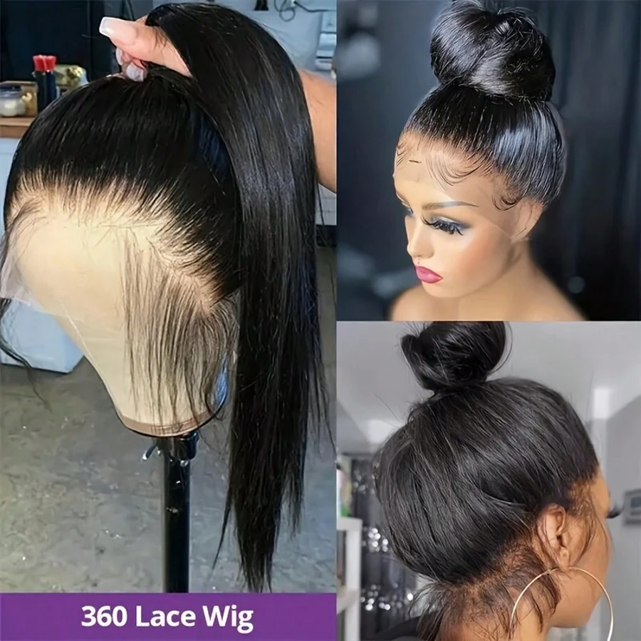 360 Lace Frontal Wig With Invisible Strap PrePluck Hidden Strap Raw Straight Hair Lace Front Human Hair Vietnamese Invisistrap Wigs - Natural Black - 查看 1