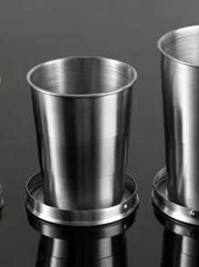 1pc Lightweight Folding Stainless Steel Cup, Portable High-Temperature Resistant Retractable Rinse Cup, Small Water Cup For Outdoor Travel