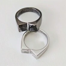 1 chiếc nhẫn nam thời trang, nhẫn đôi bằng kim loại khắc chữ mở, quà tặng ngày Valentine cho nữ. - Nhiều màu - Xem 4