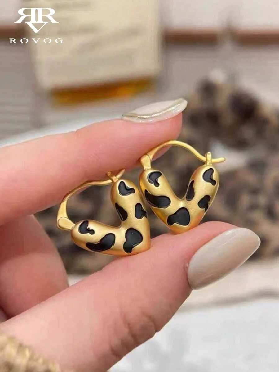 1 Cặp Hoa tai vòng họa tiết da báo hai mặt tối giản kiểu Pháp sang trọng thiết kế thời trang dành cho nữ