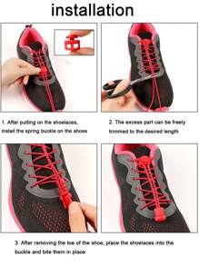 弹性免系带鞋带，适合登山鞋、休闲鞋、童鞋、运动鞋 - 彩色 - 查看 4