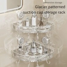 1pc Bathroom Corner Shelf With Hook Wall Mounted Corner Storage Rack Towel Bar No Drill Space Shower Storage Rack Bathroom Organizer Home Bathroom Decor Summer - Multicolor - View 2