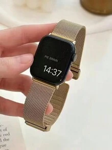 1pc Christmas Gift Magnetic Milanese Mesh Metal Folding Strap Compatible With Apple Watch Apple Watch Band Bands, Luxury Feeling Watch Band Compatible With Apple Watch Series 7/6/5/4/3/2/SE Compatible 42mm 38mm 40mm 41mm 44mm 45mm 46mm 49mm, Unisex Fashion Smartwatch Replacement Strap Compatible With Apple Watch Ultra2 Ultra SE2 SE 10 9 8 7 6 5 4 3 2 1