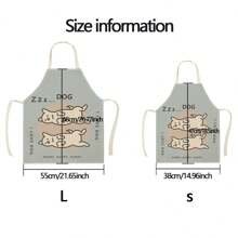 1 Stück Leinen Katzen- und Hunde-Muster Schürze, kreativ Lustiger Muster Haus-Reinigungsschürze, wasserdicht und ölfest, leicht zu reinigen Küche Kochen Backen Schürze, kreative Haus-Schürze, Arbeitsuniform
