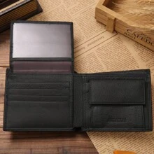 100% Genuine Leather Men Wallets Premium Product Real Cowhide Wallets For Man Short Black Wallet Valentine's Day