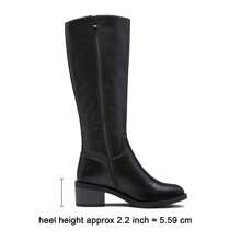 Women's Knee High Boots, Riding High Boots With Inner Zipper And Side Hidden Elastic Band + Wide Calf - Black - View 4