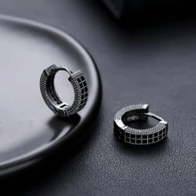 男款嘻哈風箍形耳環,全鑲鑽石裝飾,時尚獨特設計,簡約奢華風格,多功能珠寶飾品展現高端品味和優雅感 - X009(A+B+C)三對裝 - 查看 16