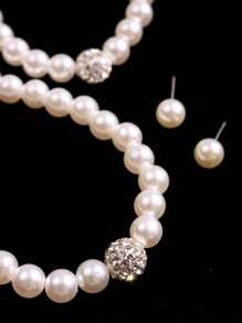 4pcs Faux Pearl Beaded Jewelry Set - White - View 7