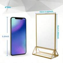 12pcs/6pcs/3pcs Acrylic Transparent Menu Card Holder, Gold Framed Table Number Sign, Double-Sided Gold Photo Display Frames, Suitable For - Wedding, Rehearsal Dinner, Engagement Party, Anniversary, Birthday, Bridal Shower, Coming Of Age Ceremony, Corporate Party Or Any Special Occasion! - 彩色 - 查看 10