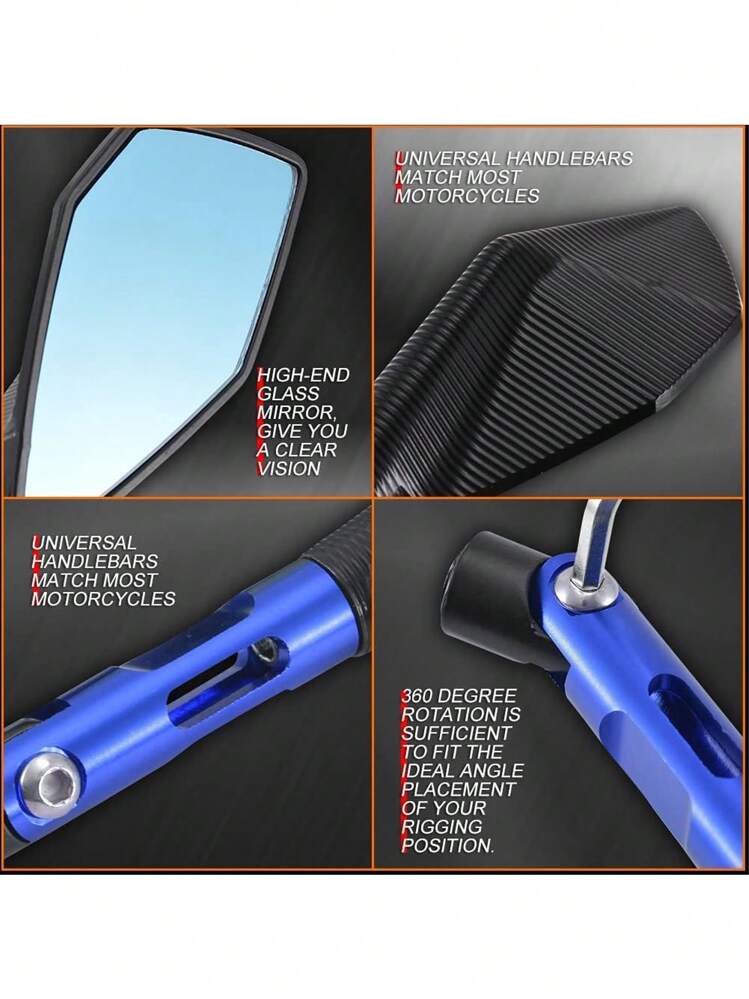 Moto modificación aleación de aluminio espejo retrovisor espejo retrovisor calle coche deportivo espejo retrovisor anti-vibración - Dorado - Añade 5