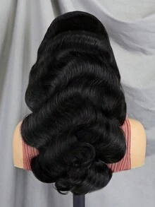 36 英寸 180% 密度波浪巴西处女真人发蕾丝前假发 预拔 13x4 蕾丝前假发 黑色 女士波浪假发 无胶黑色假发 成品假发 - 自然色&黑色系 - 查看 4