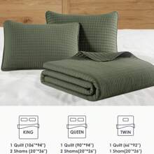 3 Pieces Lightweight Soft Quilts Sets For All Seasons, Quilt Bedding Set Bedspread Coverlet Suitable For Bed, Couch, Quilt Blanket - Màu xanh Ô liu - Xem 7