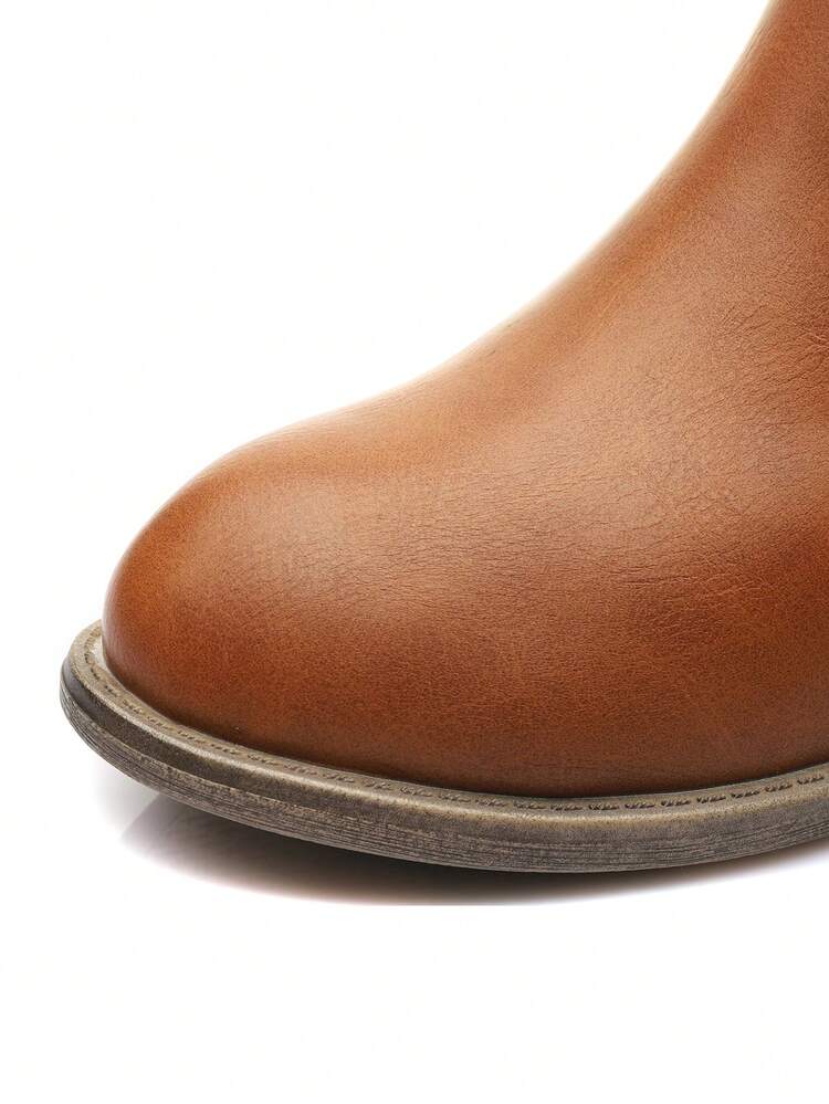 Bruna, rundade, korta damstövlar för höst/vinter, dragkedja i sidan, halkfri och slitstark klack, pendlingsstövlar - Bränd Orange - Visa 6