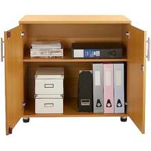 Beech Office Storage Cupboard 2 Door Bookcase With Lock 75cm Tall Desk Height Desktop Extension 750mm - Beech1 - View 7