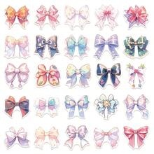 50 piezas de pegatinas de moños lindos, adecuados para decorar cuadernos, laptops, agendas, fundas de teléfono - 50 pegatinas de lazo pequeñas, frescas y lindas PMS201 - Ver 4
