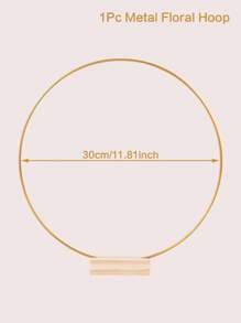 金色金属花环中心装饰品，配有木质底座，婚礼装饰，非常适合圆形装饰，适用于婚礼、派对和生日派对，婚礼餐桌装饰，墙面悬挂花环工艺品，复古花环 - 金色 - 查看 7