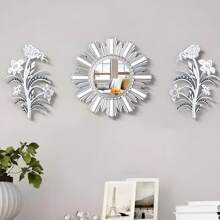 3pcs/Set Wall Mirror Decoration Set, Round Gold Mirror, Home Decor, Suitable For Bedroom, Living Room, Entrance - No Power Needed, Unique Wall Decoration Gifts Birthday Graduation