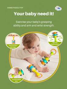 1 件套蒙特梭利婴儿玩具乐器摇铃沙锤铃铛儿童玩具儿童早教玩具 - 彩色 - 查看 4