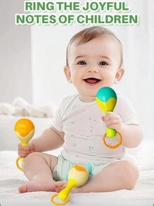 1 件套蒙特梭利婴儿玩具乐器摇铃沙锤铃铛儿童玩具儿童早教玩具 - 彩色 - 查看 10