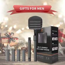 NUBACK Back Shavers For Men Long Handle(DIY), Body Hair Trimmer For Men, Mens Grooming Kit With 8 Replacement Blades 2 Adjustable Length Handles, Shave Wet Or Dry Shaving Hair Removal Body Groomers