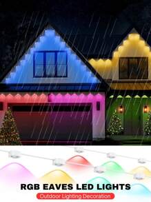 1pc 15m-150m/50ft-492.1ft RGB LED Eave Light,Permanent Outdoor Lights By Wireless APP Control And 44-Key Remote Control, Multiple Color Change Synchronized With Music Rhythm, Bohemian Style RGB Lighting, Timing On/Off, Innovative Lens Design, High Brightness LED Bead For House Lighting Decoration, Holidays, Christmas Festival Decor, Daily Lighting, House Festival Lighting Decoration, Outdoor Garden Lighting For Pathway, Yard, Patio - White - View 8