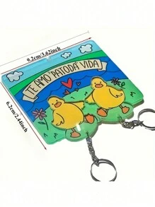 2pcs Cute Yellow Duck Pressing Style Keychain, Acrylic Cartoon Duck Keychain With Heart Design,For Jewelry Making Crocheting Crafts Arts Backpack Decor,Luxury Handbag Accessory,Valentine's Day,Fashion Jewelry Accessories,Couples Birthday & Holiday Gifts,Suitable For Bag Charm Car Keys - Multicolor - View 4