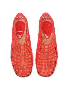 Blue Mesh Ballet Flats Shoes For Women Dressy Comfortable Jelly Ballerina Flats For Women HollowJelly Flats Clear Jelly Sandals For Women - 紅色 - 查看 2