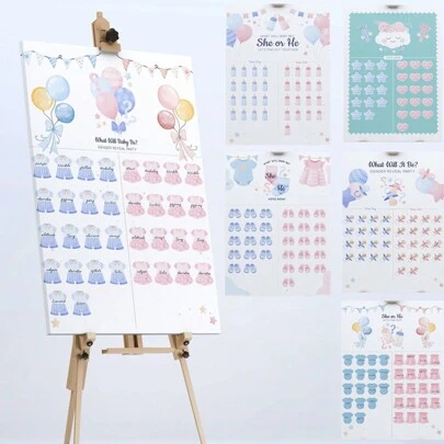 1 张性别揭秘派对游戏卡，性别揭秘嘉宾游戏，生日派对