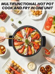 PANCERKA Olla eléctrica multiusos de gran capacidad de 3L, 1000W de alta eficiencia energética con control de temperatura ajustable, ideal para sopas, al vapor y fideos, diseño portátil para dormitorios, oficinas y viajes, interior antiadherente y fácil de limpiar
