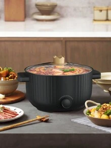 PANCERKA Olla eléctrica multiusos de gran capacidad de 3L, 1000W de alta eficiencia energética con control de temperatura ajustable, ideal para sopas, al vapor y fideos, diseño portátil para dormitorios, oficinas y viajes, interior antiadherente y fácil de limpiar