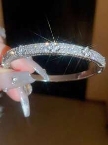 Elegant Cubic Zirconia Encrusted Bracelet, Fashion Jewelry Accessory For Women, Perfectly Showcases Daily Elegance And Party Charm, An Ideal Gift - Style 1 - View 10