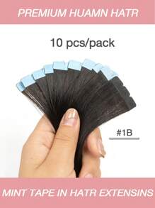 10pcs Mini Tape-In Human Hair Extensions Straight Natural Look Thin Hair Water Proof Skin Weft Tape In Hair Extensions 3x0.8cm Salon Quality Daily Volume Boost For Women Easy Application, Perfect For All Hair Types For Halloween And Christmas Parties Dinners Daily Life Travel Etc Suitable For Beginners - S1B - Xem 2