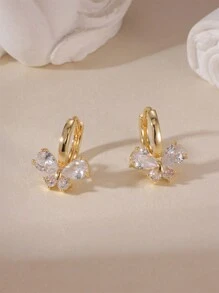 1 Đôi bông tai hình bướm đính đá Zirconia màu đồng, quà tặng cho tiệc tùng, lễ Eid, Ngày của Mẹ. - Nhiều màu - Xem 2