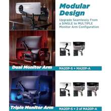 Heavy Duty Monitor Arm Ultra Wide Compatible Up To 57" 44 Lbs Pneumatic Height Adjustable Modular Extension Arms VESA 100x100 Black MA20P-S - Black-Singlemonitorarm - View 6