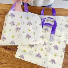 100个小兔子花朵礼品手提袋，女士购物服装包装袋，可爱兔子收纳袋，适合情人节、派对节日、生日礼物包装袋